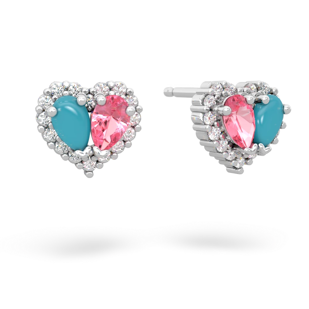 Turquoise Halo 14K White Gold earrings E7008