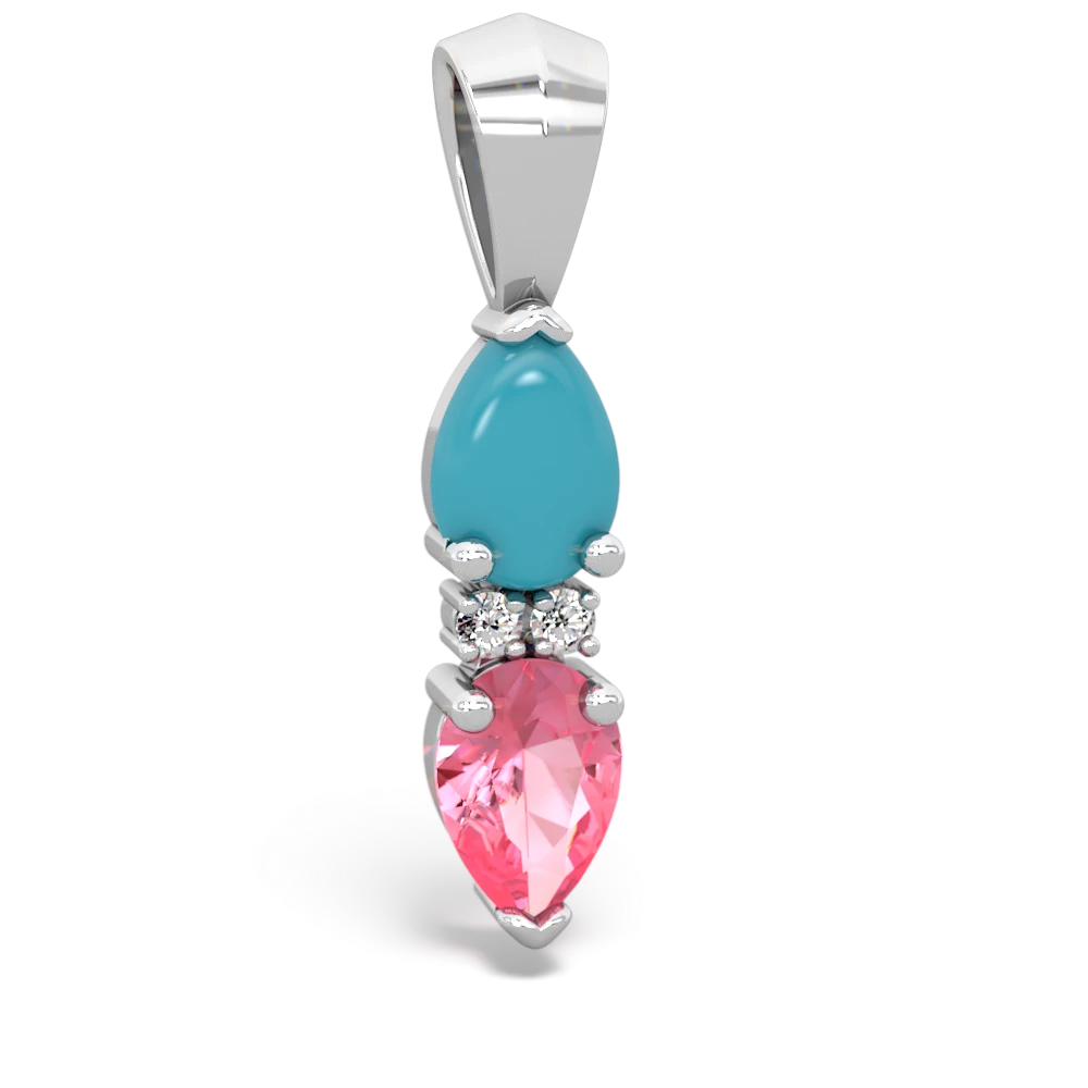 Turquoise Bowtie Drop 14K White Gold pendant P0865