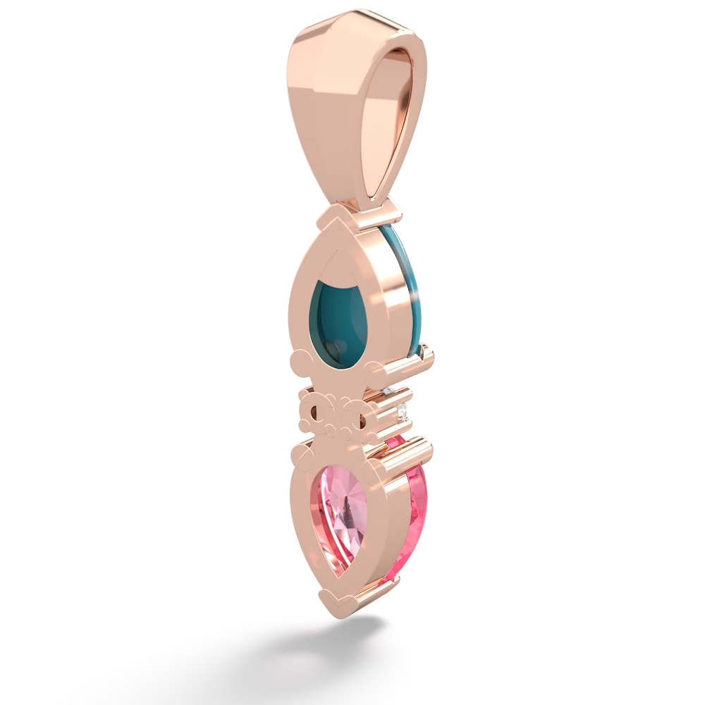 Turquoise Bowtie Drop 14K Rose Gold pendant P0865