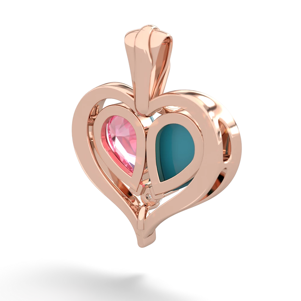 Turquoise Two Become One 14K Rose Gold pendant P5330