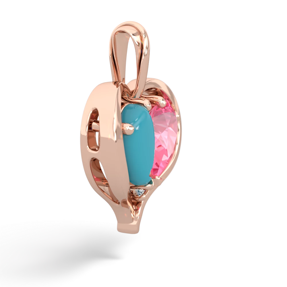 Turquoise Two Become One 14K Rose Gold pendant P5330