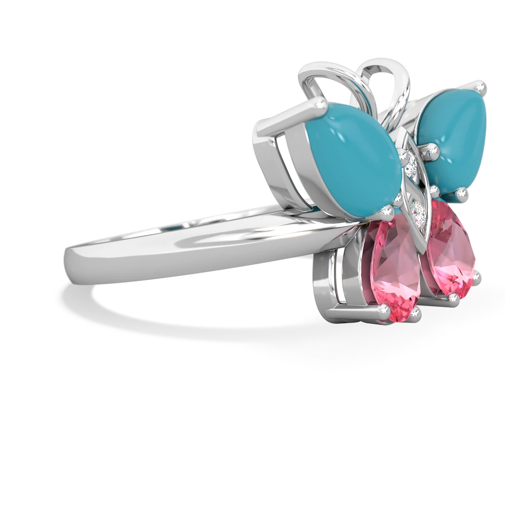 Turquoise Butterfly 14K White Gold ring R2215