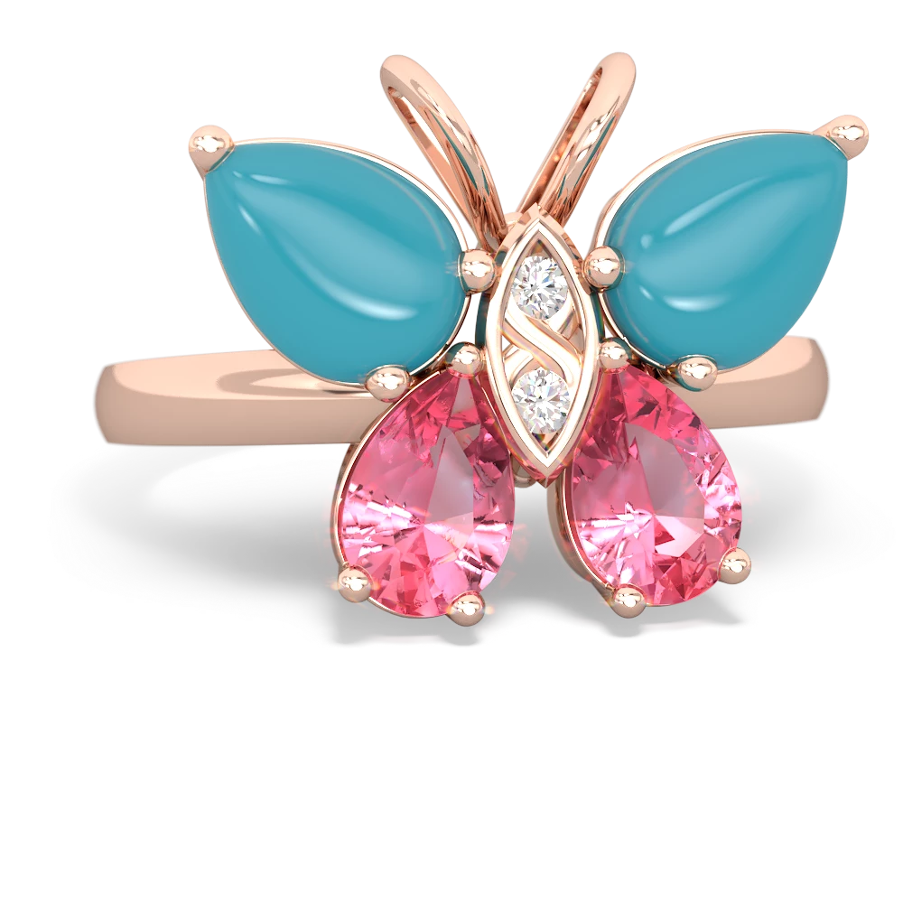 Turquoise Butterfly 14K Rose Gold ring R2215