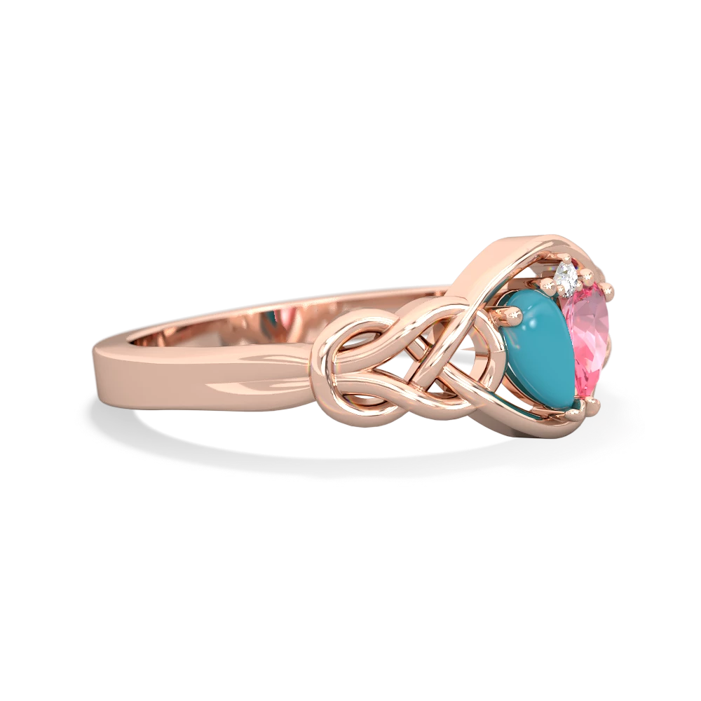 Turquoise Celtic Love Knot 14K Rose Gold ring R5420