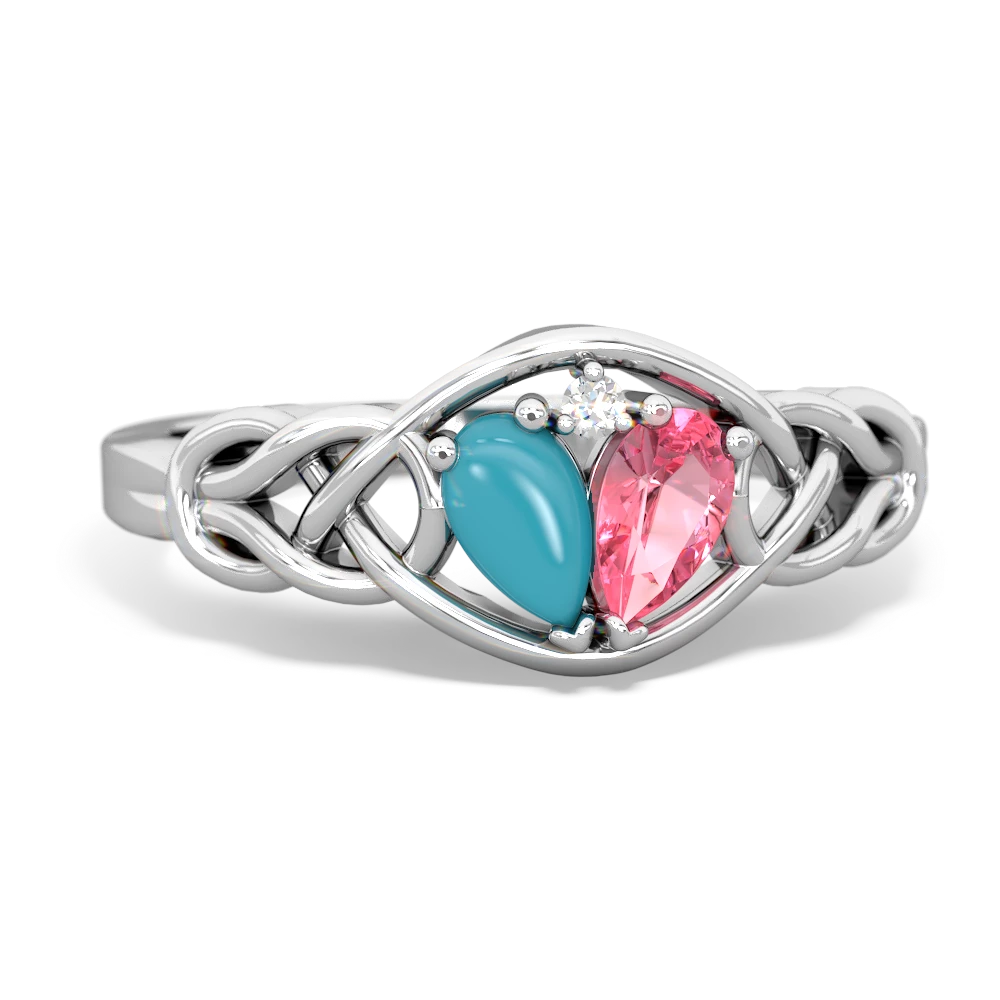 Turquoise Celtic Love Knot 14K White Gold ring R5420