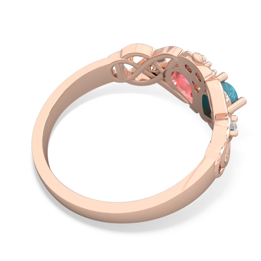 Turquoise 'One Heart' Celtic Knot Claddagh 14K Rose Gold ring R5322