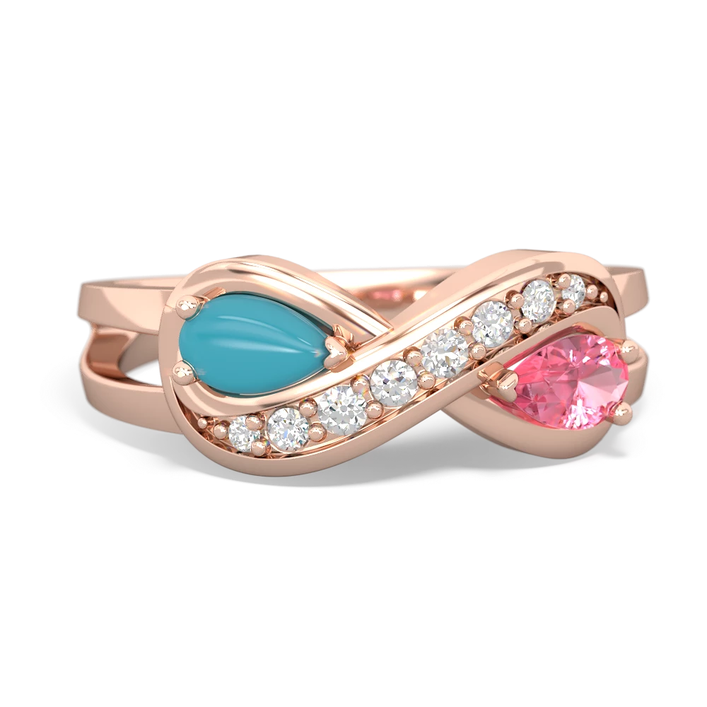 Turquoise Diamond Infinity 14K Rose Gold ring R5390