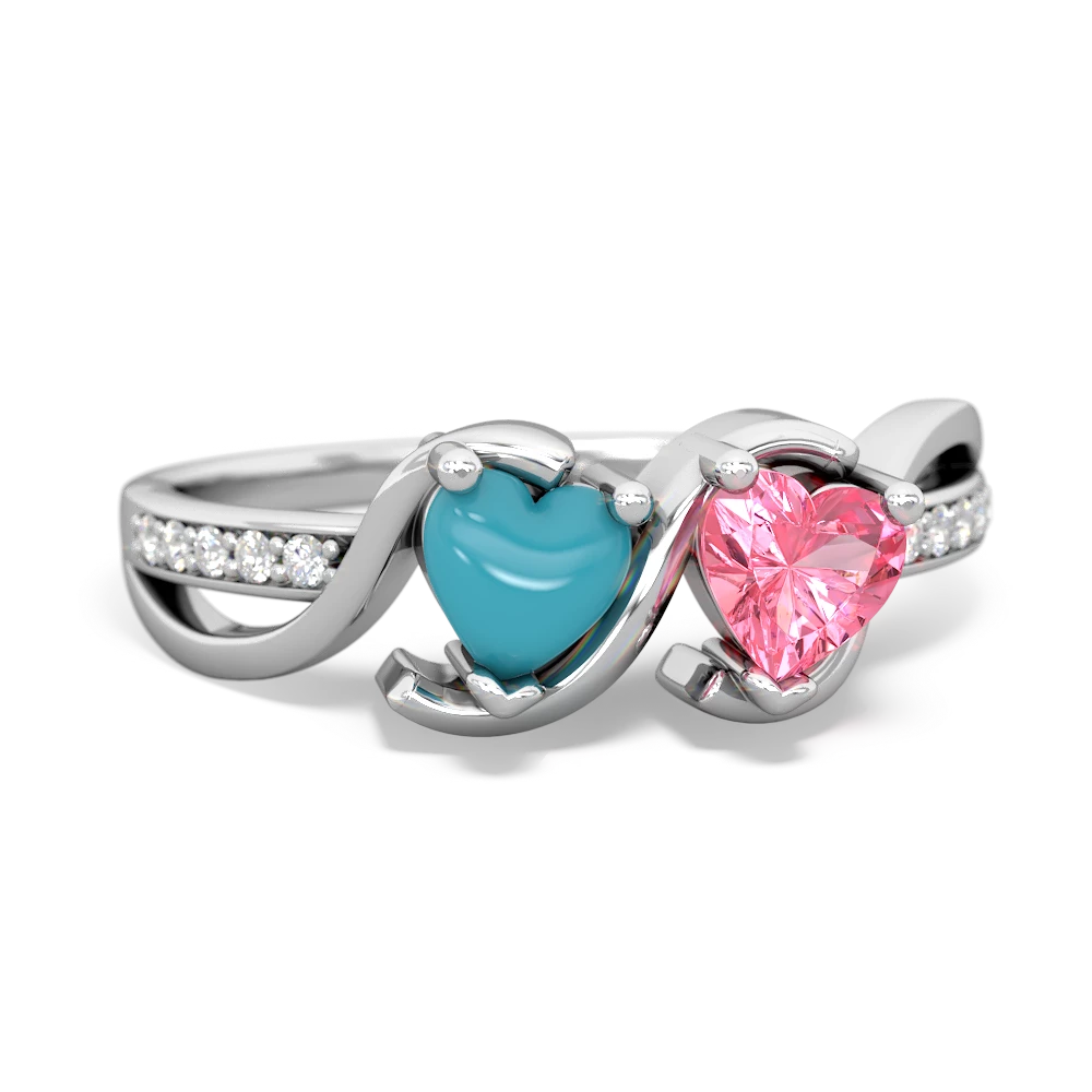 Turquoise Side By Side 14K White Gold ring R3090