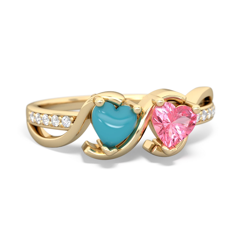 Turquoise Side By Side 14K Yellow Gold ring R3090