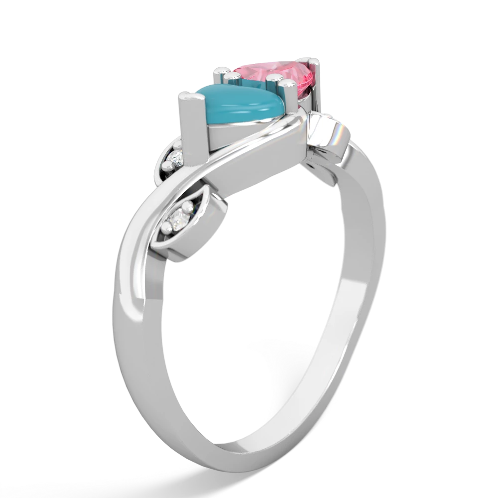 Turquoise Floral Elegance 14K White Gold ring R5790