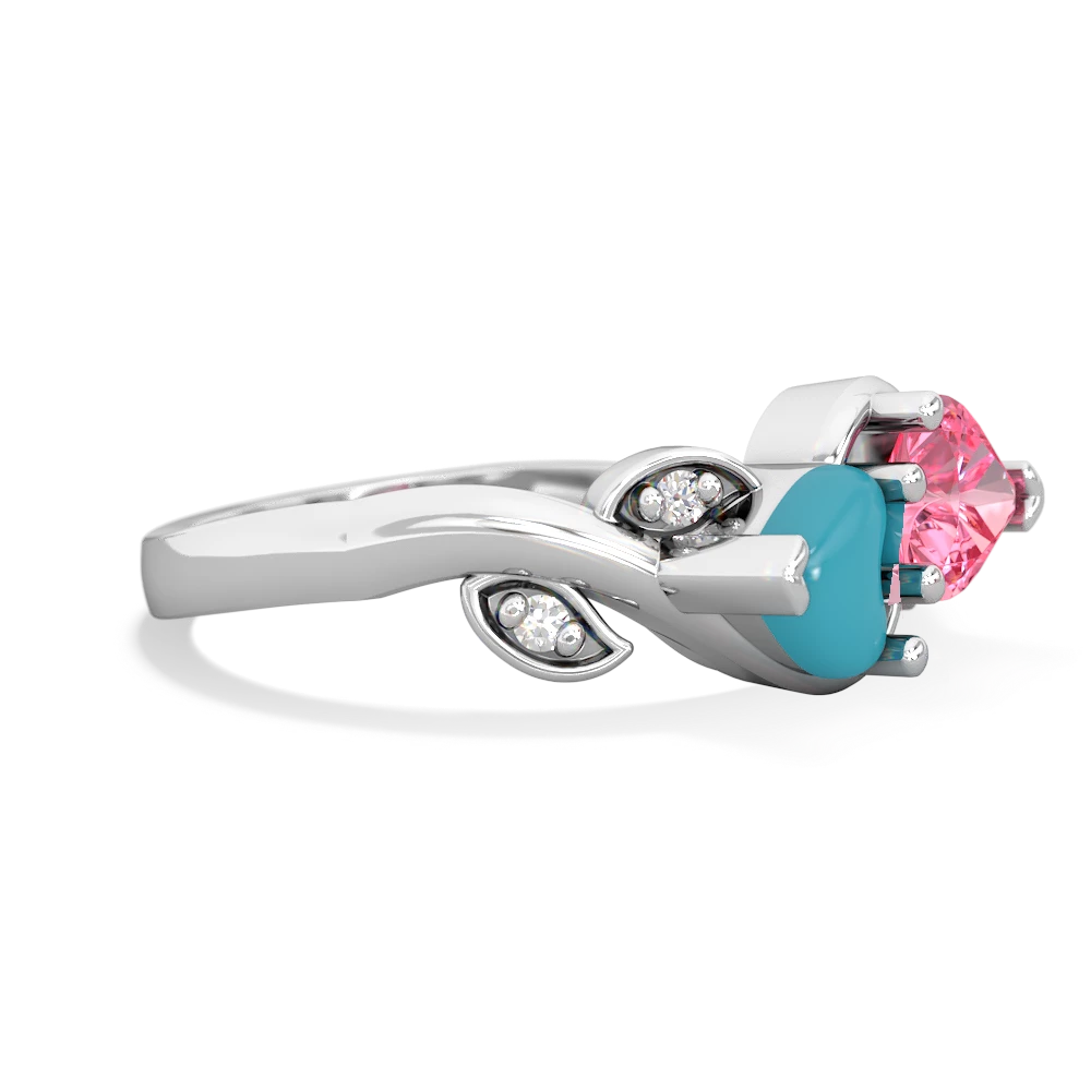 Turquoise Floral Elegance 14K White Gold ring R5790