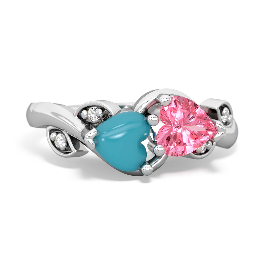 Turquoise Floral Elegance 14K White Gold ring R5790