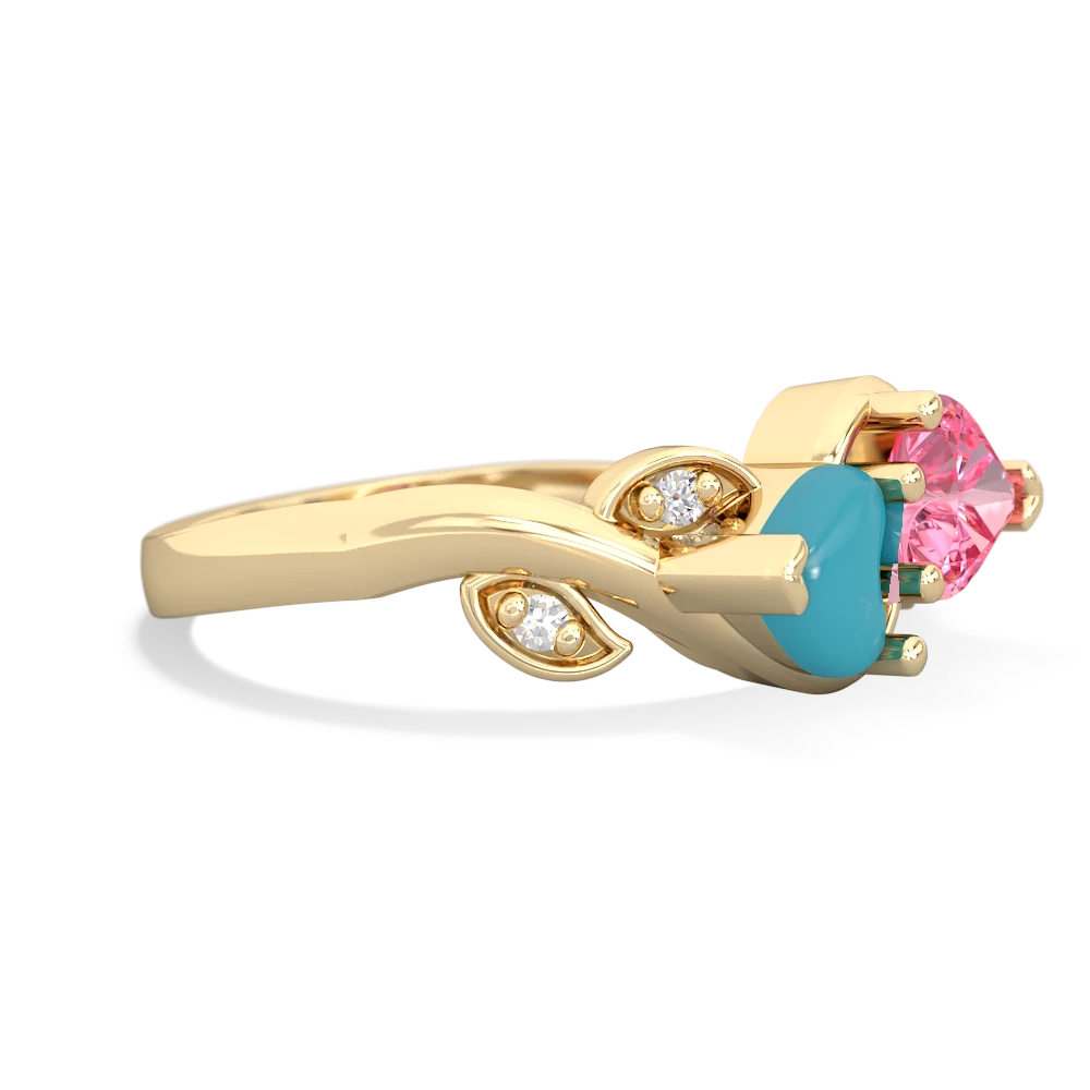 Turquoise Floral Elegance 14K Yellow Gold ring R5790