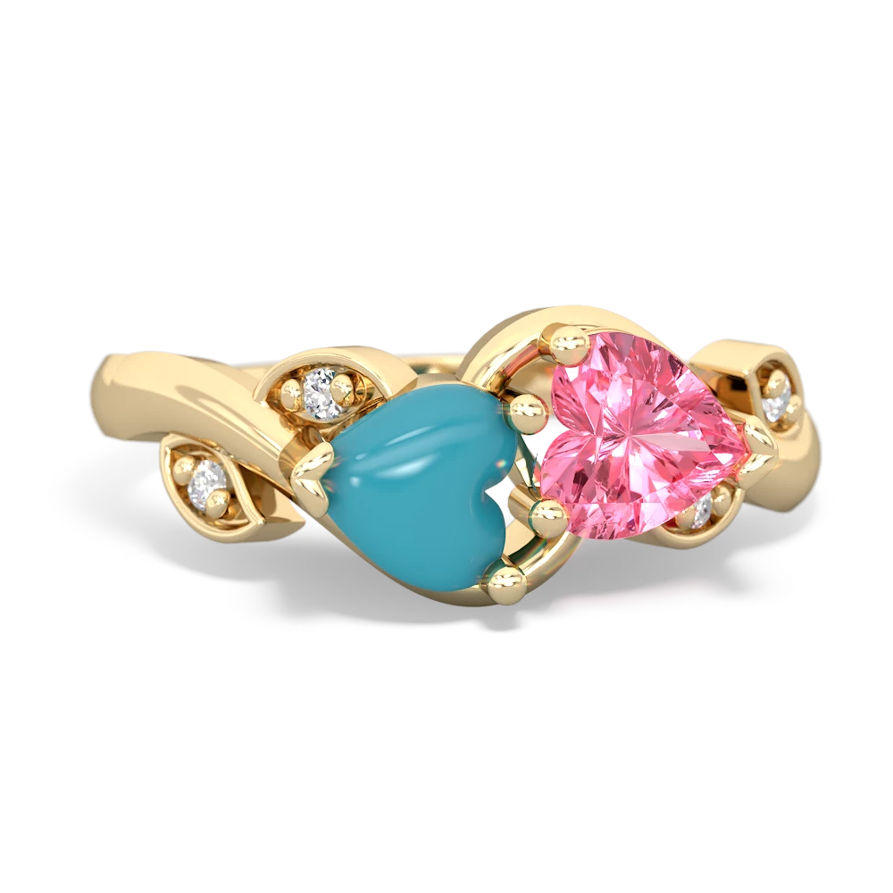 Turquoise Floral Elegance 14K Yellow Gold ring R5790