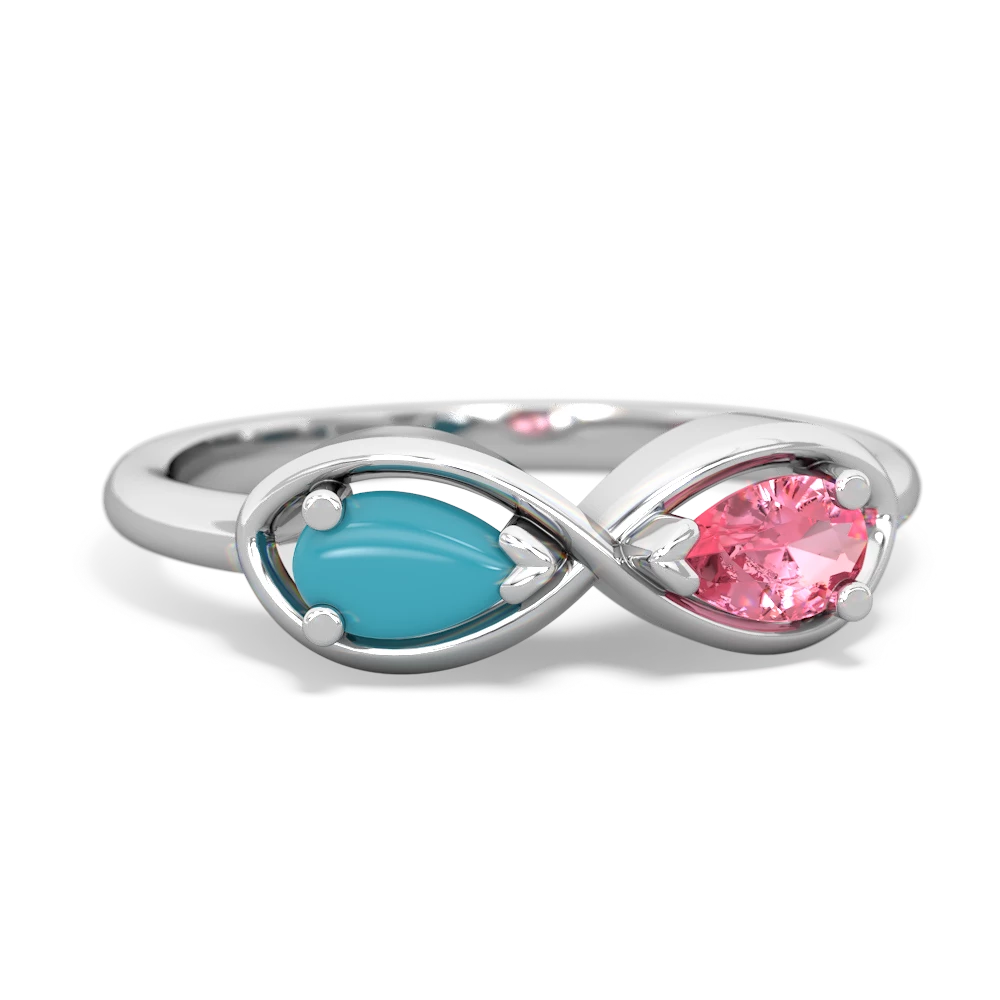 Turquoise Infinity 14K White Gold ring R5050