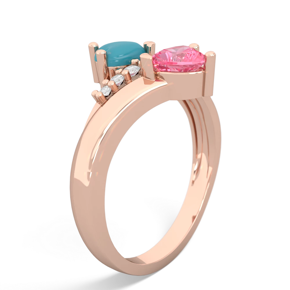 Turquoise Heart To Heart 14K Rose Gold ring R2064