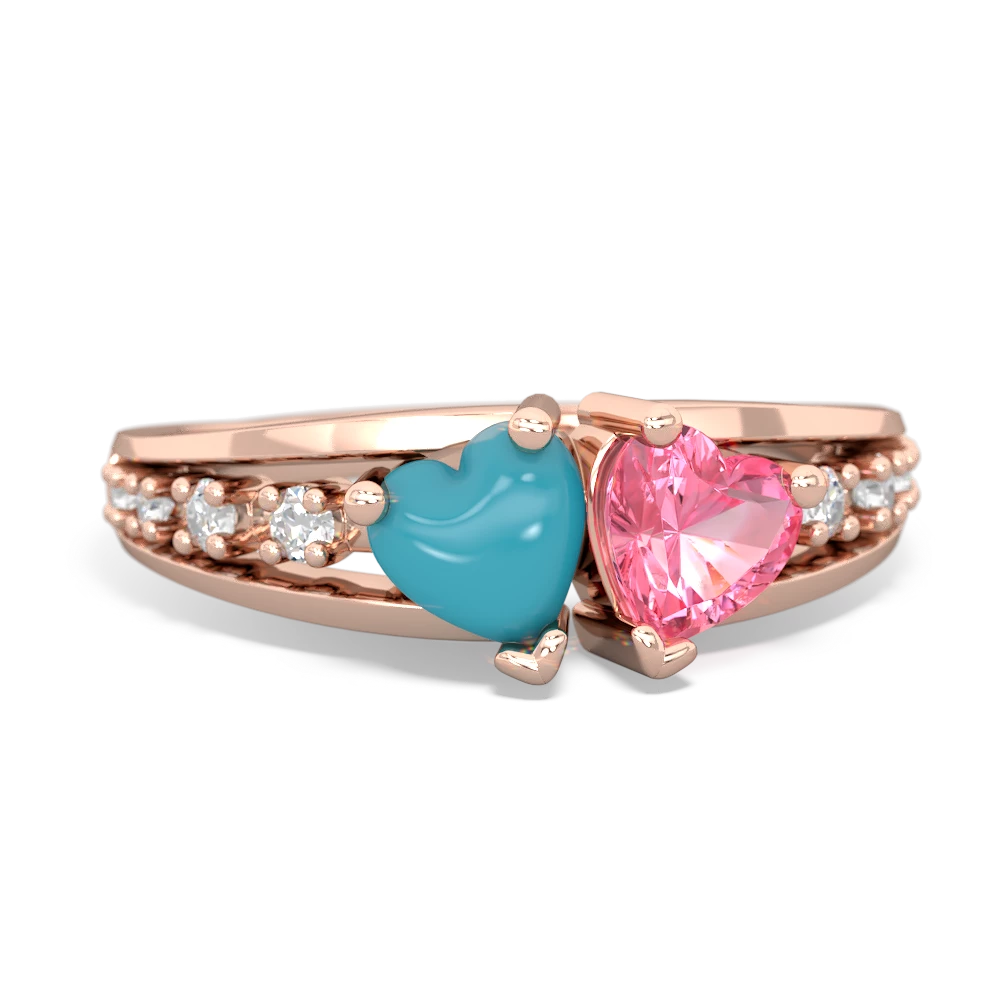 Turquoise Heart To Heart 14K Rose Gold ring R3342