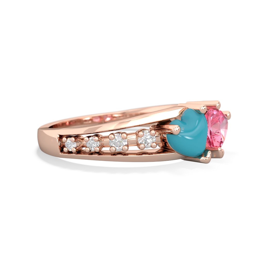 Turquoise Heart To Heart 14K Rose Gold ring R3342