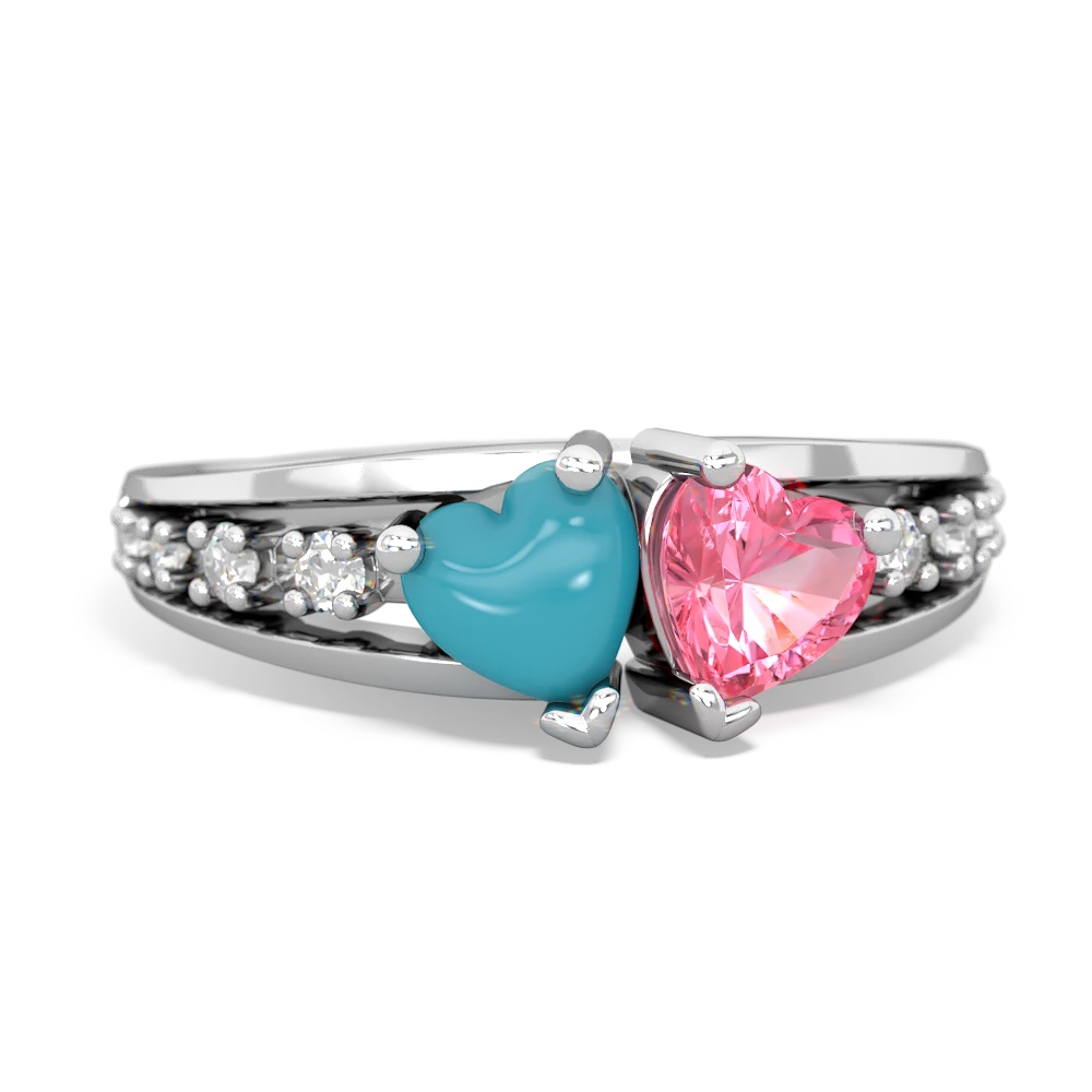 Turquoise Heart To Heart 14K White Gold ring R3342