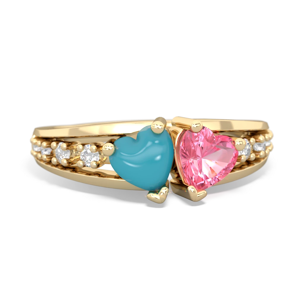 Turquoise Heart To Heart 14K Yellow Gold ring R3342