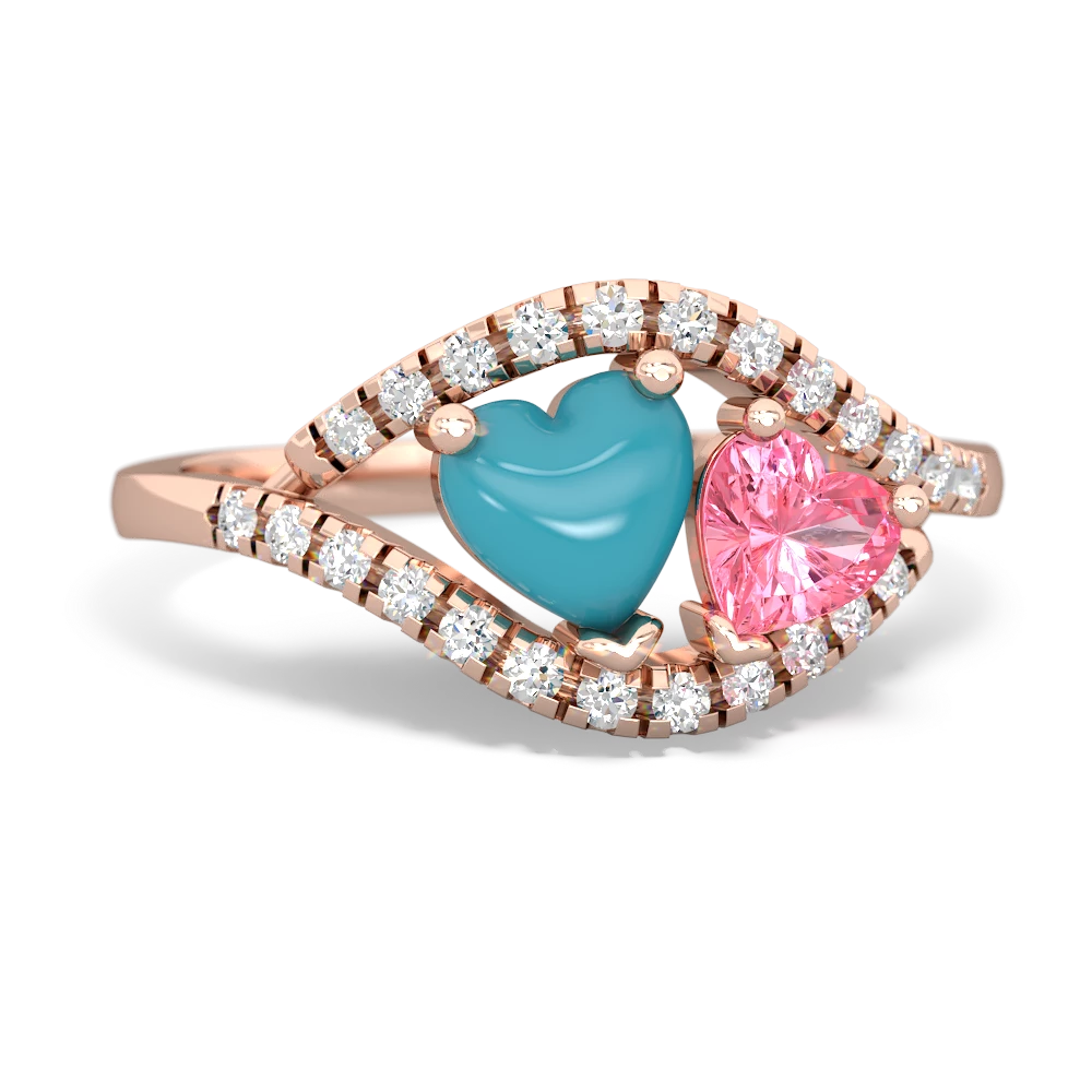 Turquoise Mother And Child 14K Rose Gold ring R3010