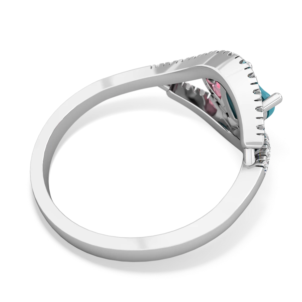 Turquoise Mother And Child 14K White Gold ring R3010