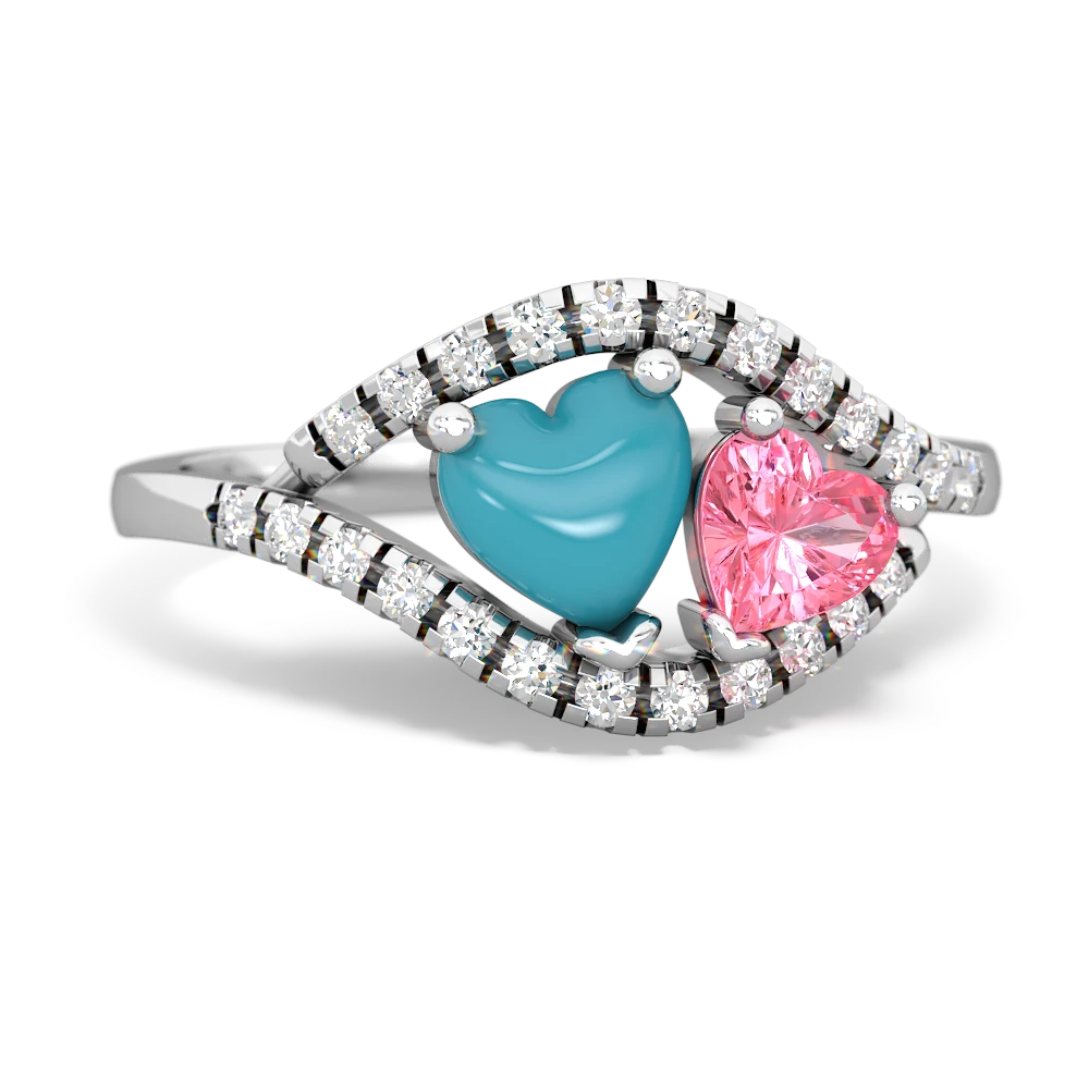 Turquoise Mother And Child 14K White Gold ring R3010