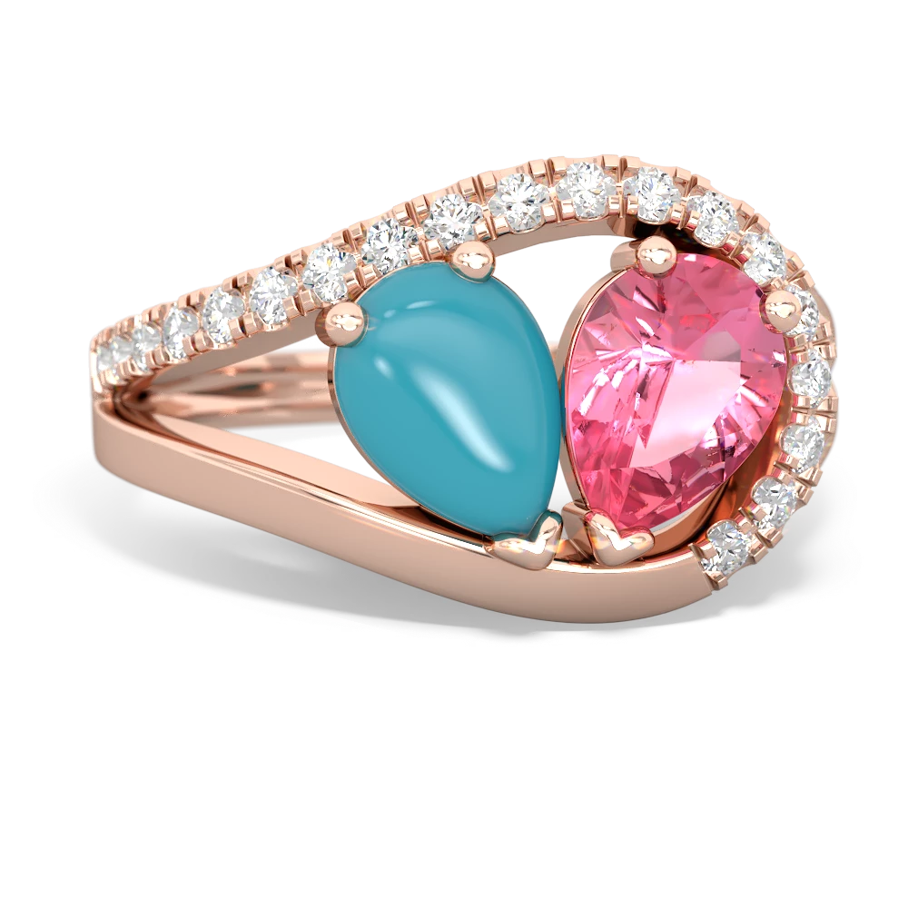 Turquoise Nestled Heart Keepsake 14K Rose Gold ring R5650