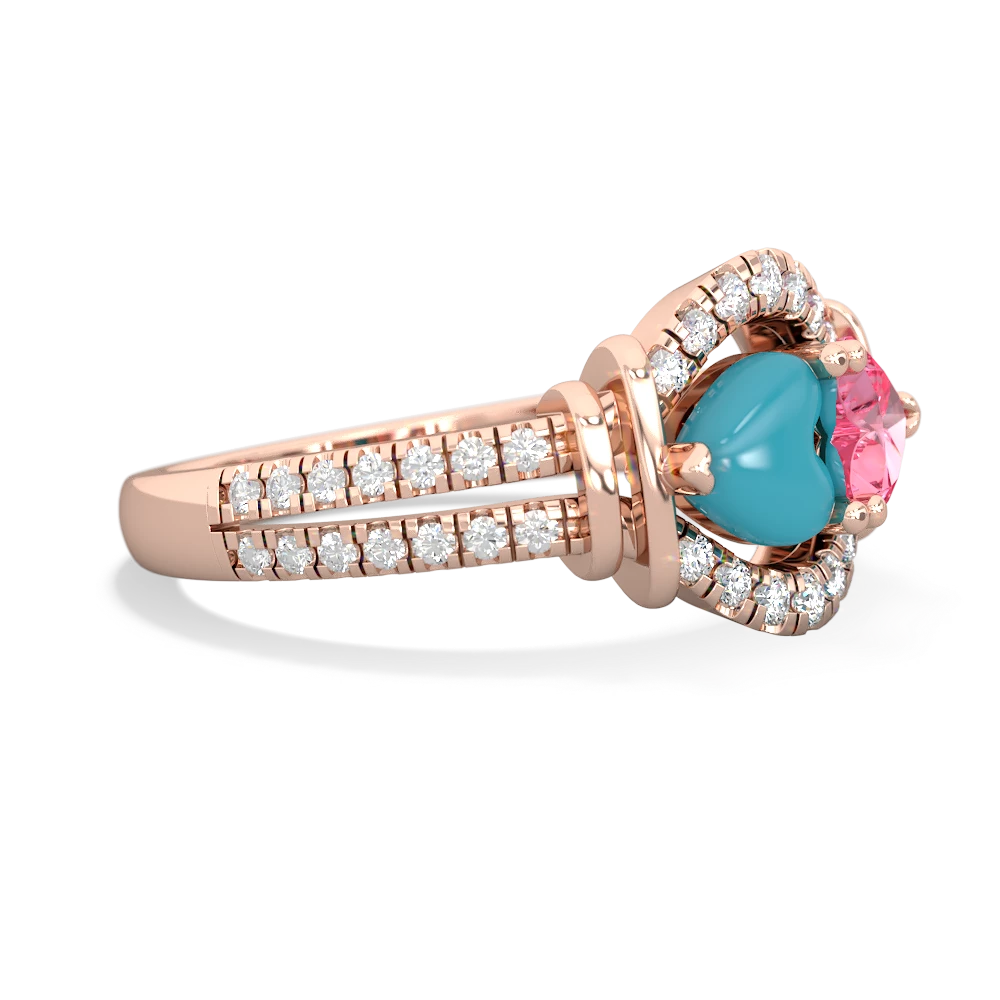 Turquoise Art-Deco Keepsake 14K Rose Gold ring R5630