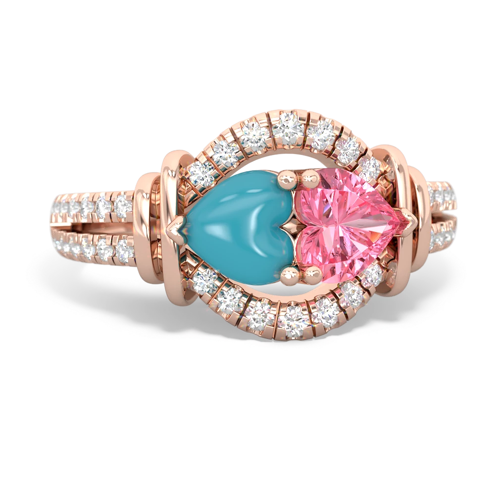 Turquoise Art-Deco Keepsake 14K Rose Gold ring R5630