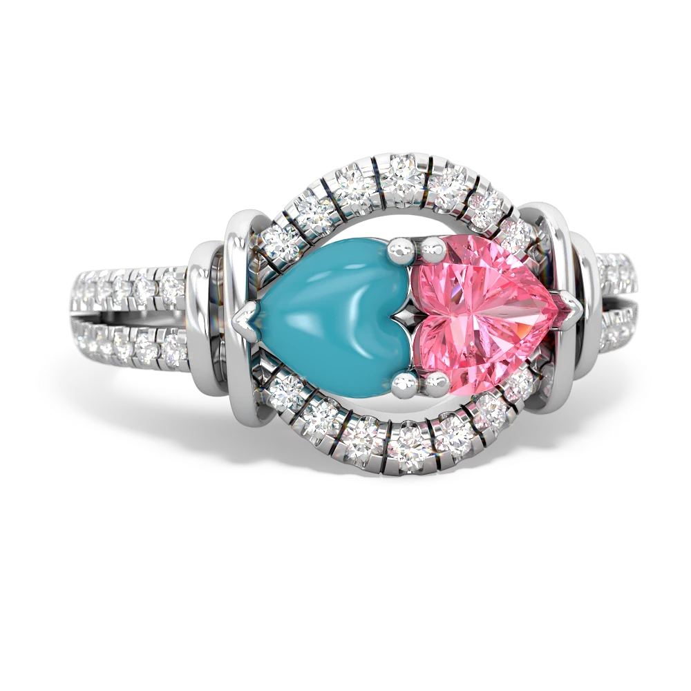 Turquoise Art-Deco Keepsake 14K White Gold ring R5630