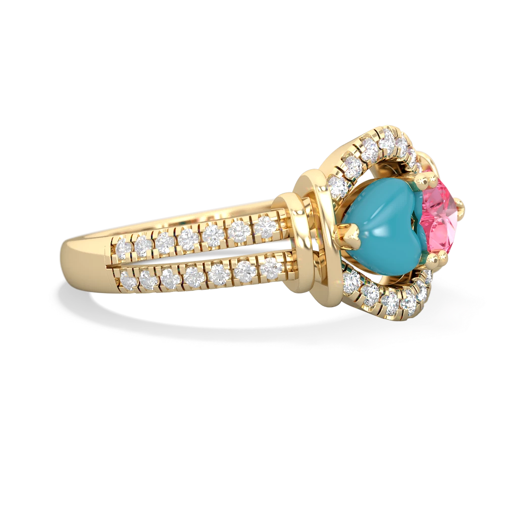 Turquoise Art-Deco Keepsake 14K Yellow Gold ring R5630