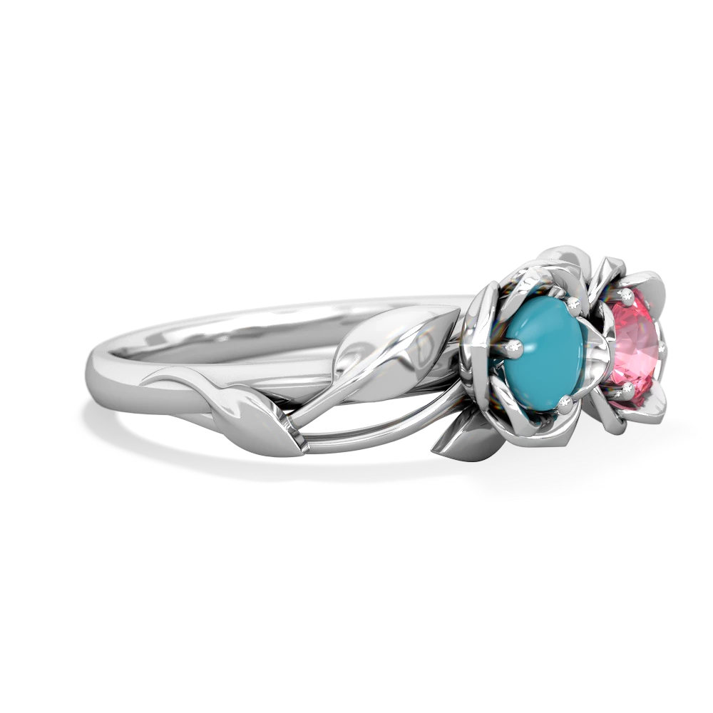 Turquoise Rose Garden 14K White Gold ring R5510