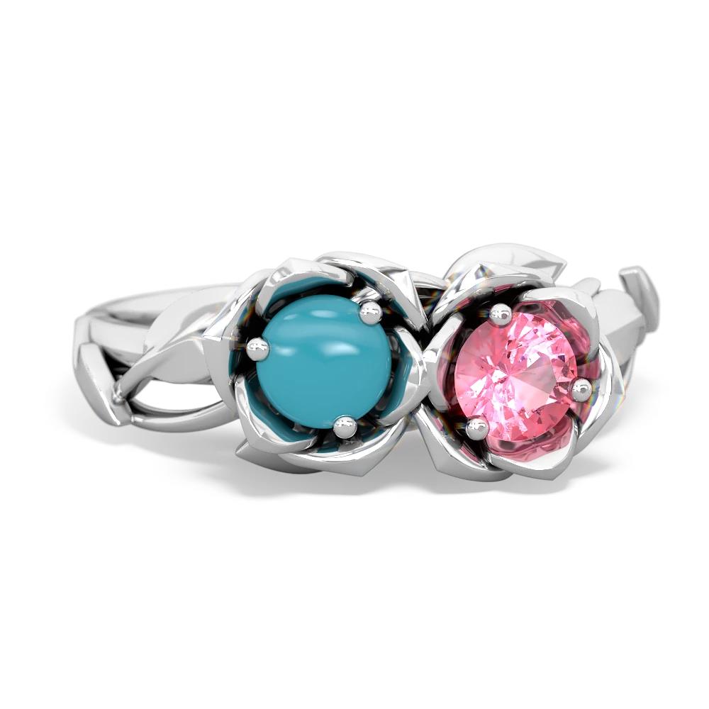 Turquoise Rose Garden 14K White Gold ring R5510