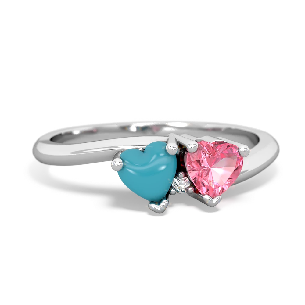 Turquoise Sweethearts 14K White Gold ring R5260