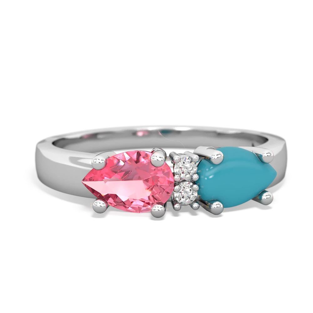 Turquoise Pear Bowtie 14K White Gold ring R0865