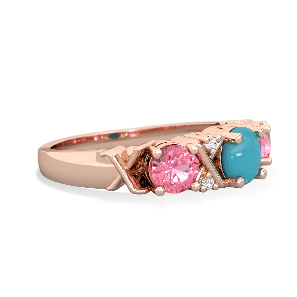 Turquoise Hugs And Kisses 14K Rose Gold ring R5016