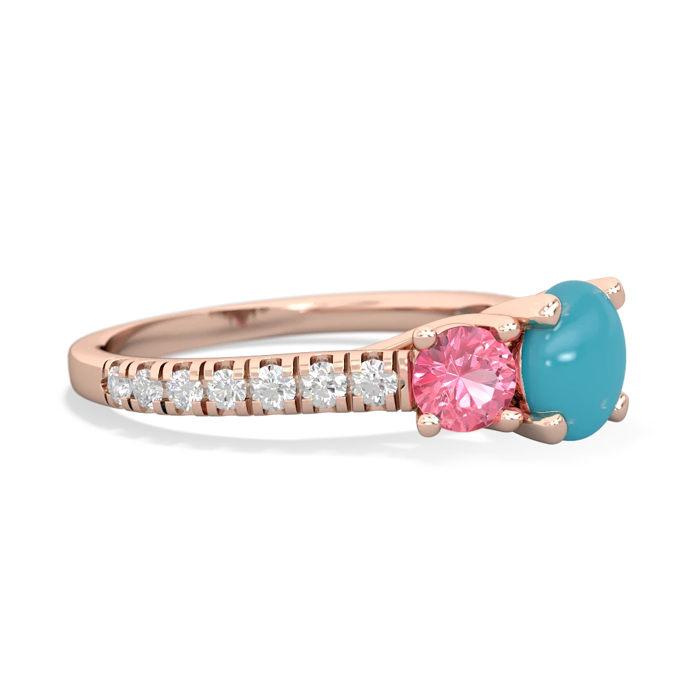 Turquoise Pave Trellis 14K Rose Gold ring R5500