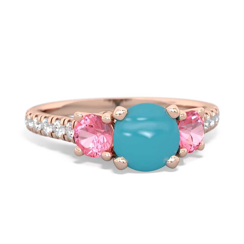 Turquoise Pave Trellis 14K Rose Gold ring R5500