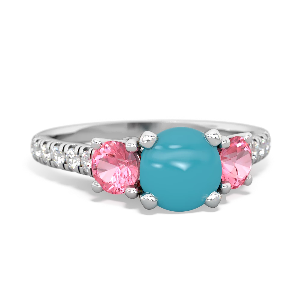 Turquoise Pave Trellis 14K White Gold ring R5500