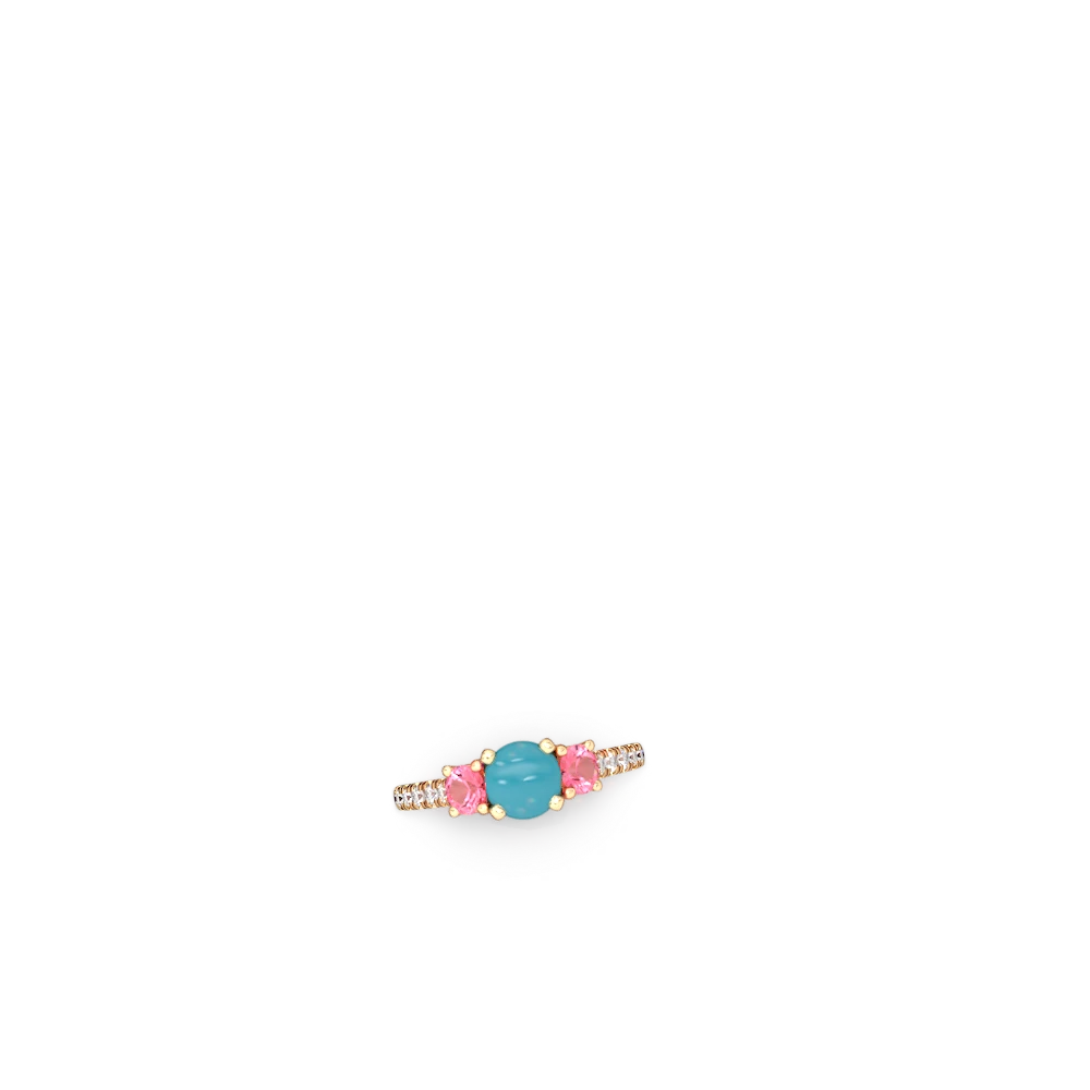 Turquoise Pave Trellis 14K Yellow Gold ring R5500