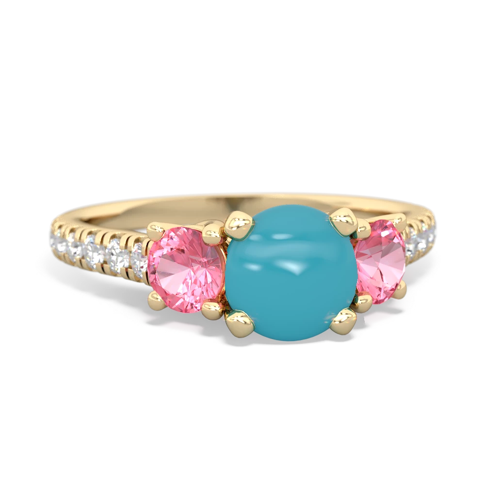Turquoise Pave Trellis 14K Yellow Gold ring R5500