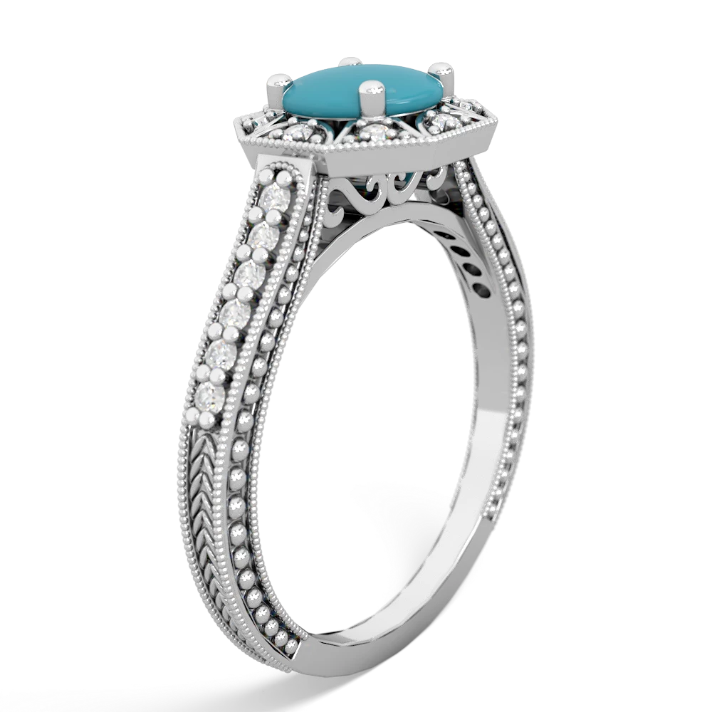 Turquoise Art-Deco Starburst 14K White Gold ring R5520