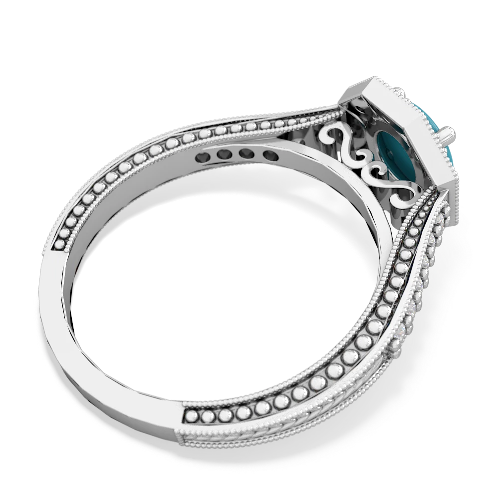 Turquoise Art-Deco Starburst 14K White Gold ring R5520