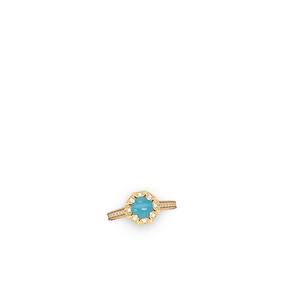 Turquoise Art-Deco Starburst 14K Yellow Gold ring R5520