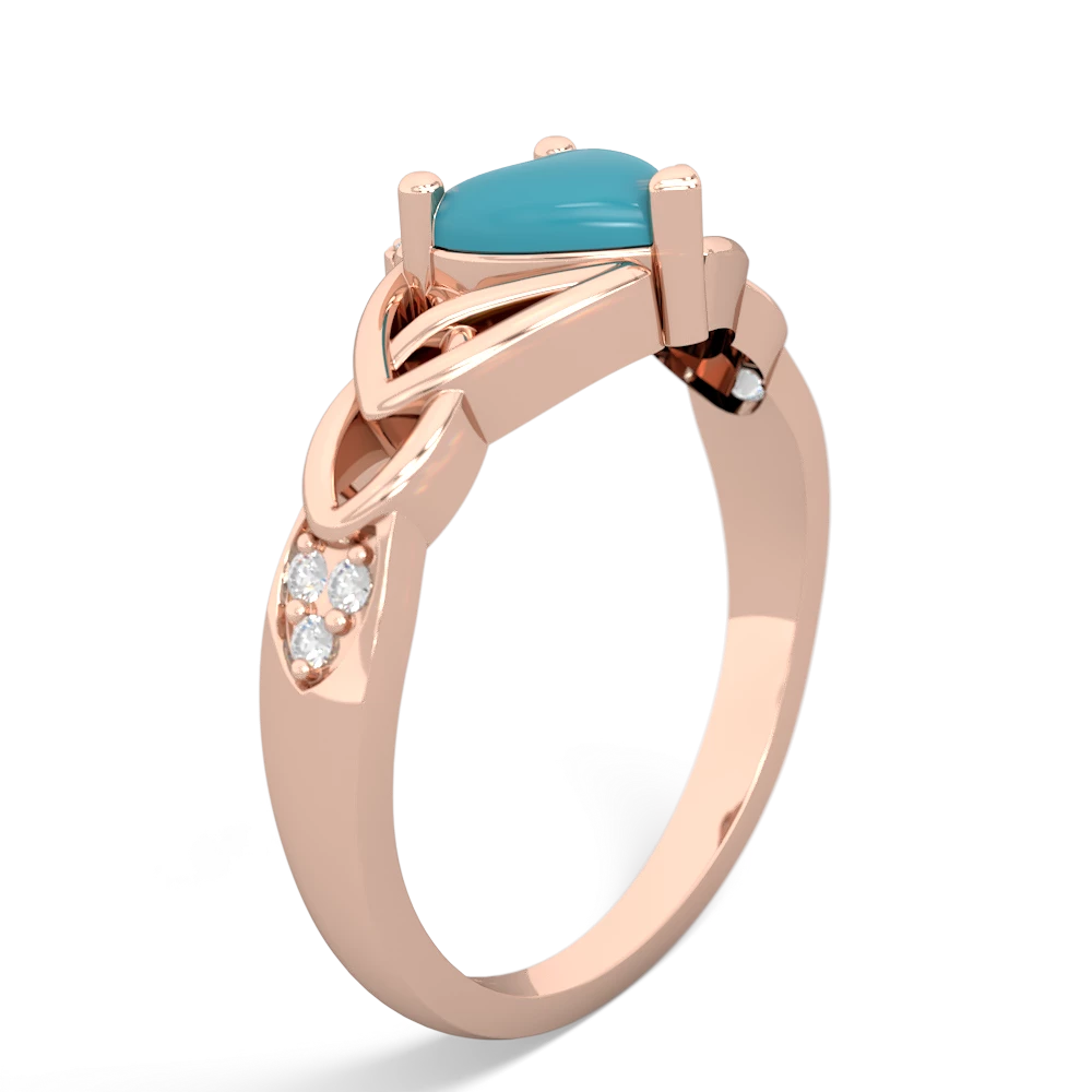 Turquoise Claddagh Celtic Knot Diamond 14K Rose Gold ring R5001