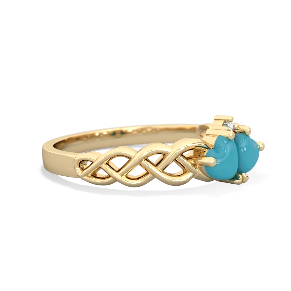 Turquoise Heart To Heart Braid 14K Yellow Gold ring R5870