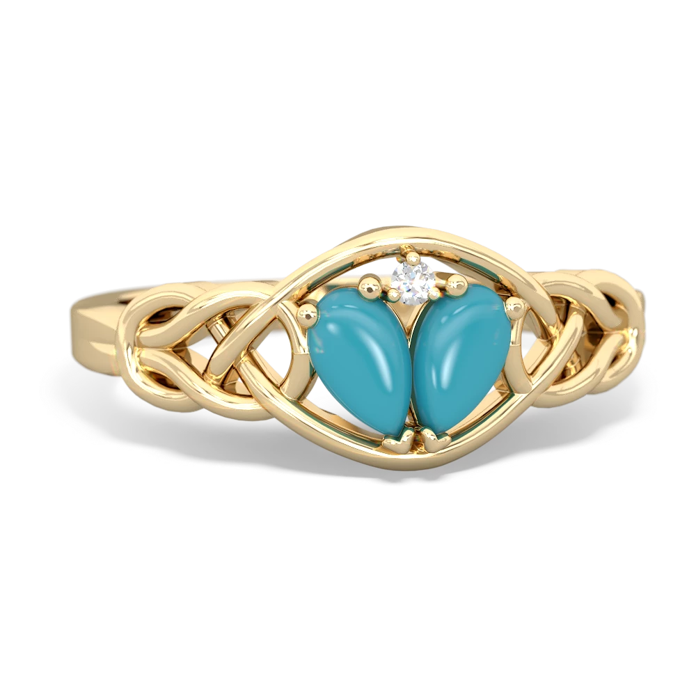 Turquoise Celtic Love Knot 14K Yellow Gold ring R5420