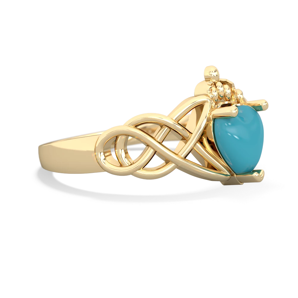Turquoise Claddagh Celtic Knot 14K Yellow Gold ring R2367