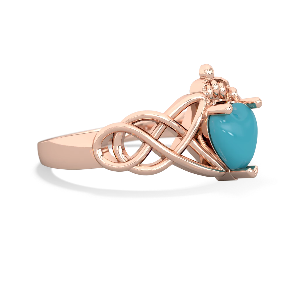 Turquoise Claddagh Celtic Knot 14K Rose Gold ring R2367